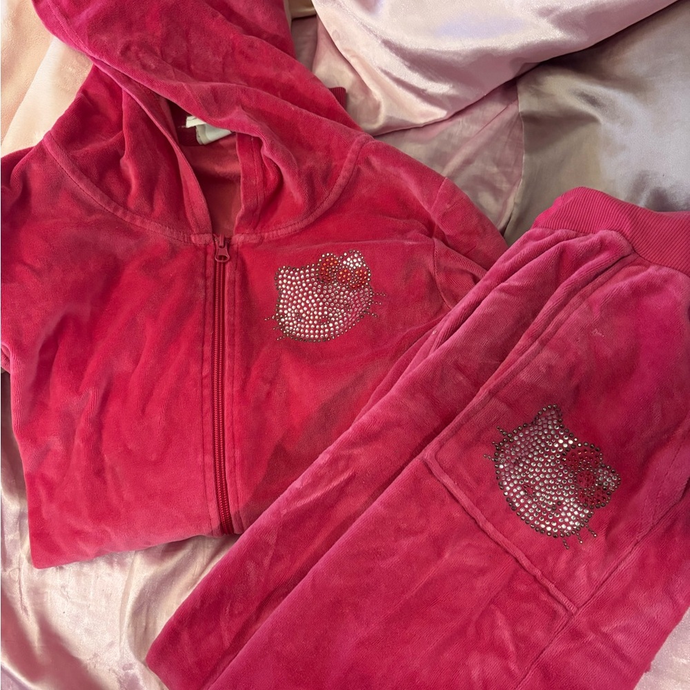 Hello kitty rhinestone velour tracksuit